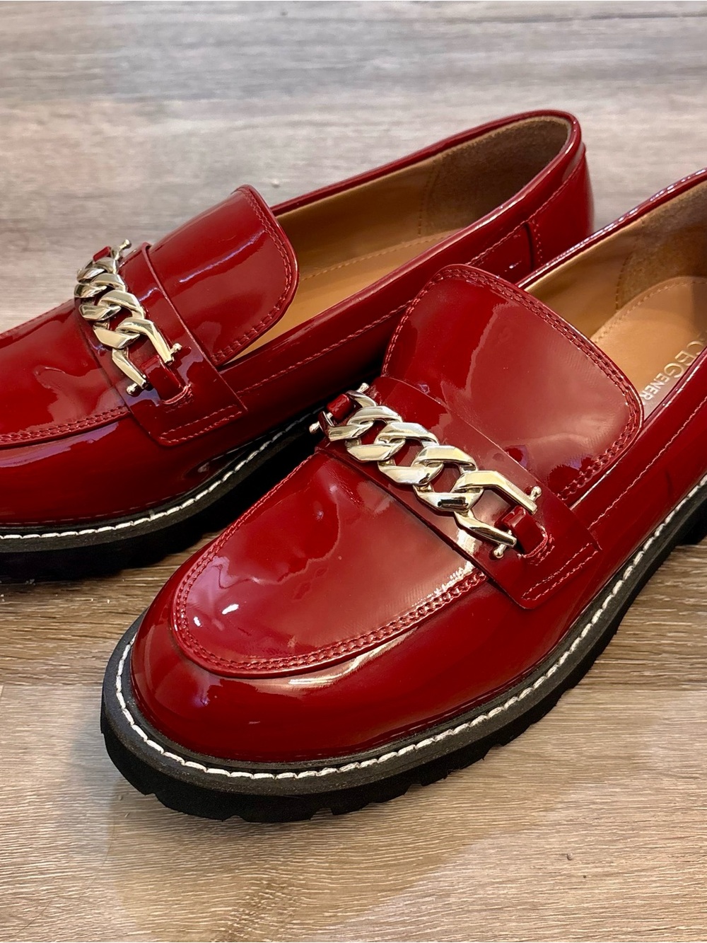 BCBGeneration Red Chain-Trim Loafers for Women